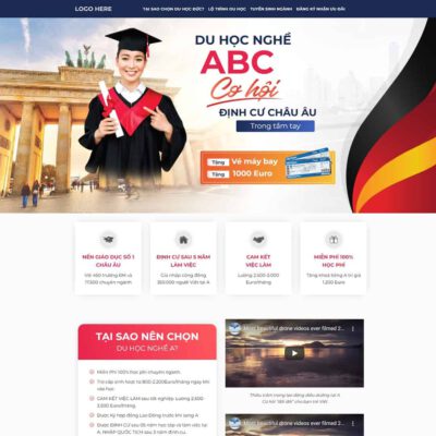 Thiết kế web landing page du học nghề
