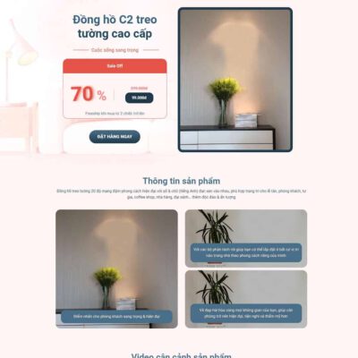 Thiết kế web landing page đồng hồ gián tường 3D
