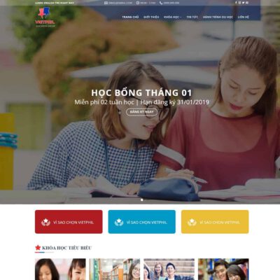 Thiết kế web trung tâm đào tạo anh ngữ, du học