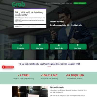 Thiết kế web landing page dịch vụ Grab