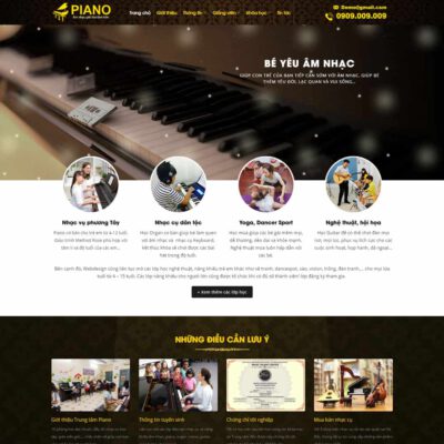 Thiết kế web đào tạo, khóa học piano, nhạc cụ