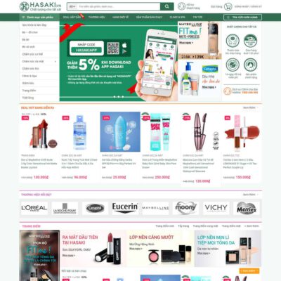Thiết kế web cửa hàng bán mỹ phẩm giống Hasaki