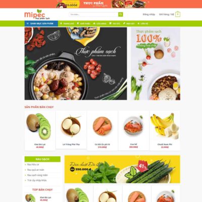 Thiết kế web thực phẩm, rau củ quả