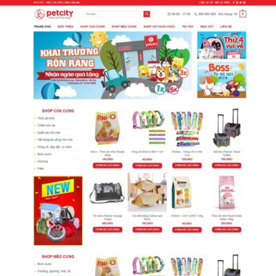 Thiết kế web bán đồ chơi, thực phẩm thú cưng